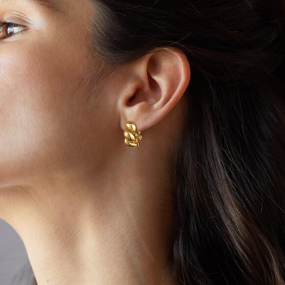 Style F Twisted Chunky Non Piercing Clip-On Cartilage Cubic Zirconia Earring - Picture 4 of 7